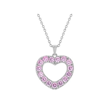Solid 925 Sterling Silver Pink Crystal Hope Heart Pendant Charm Solid 925 Sterling Silver Pink Crystal Hope Heart Pendant Charm